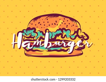 Hamburger poster with cool design. Vector illustration