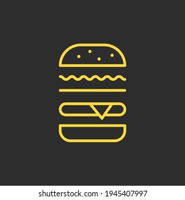 Afiche de Hamburger. Ilustración lineal de comida rápida. Hamburguesa minimalista.