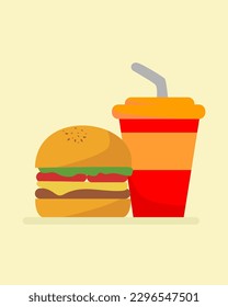 hamburger and red drink Vector Art, Icons, and Graphics