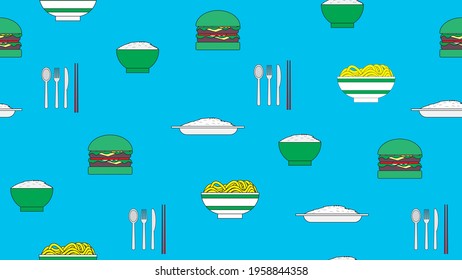 Hamburger Rice noodle Bowl Pattern