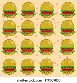 Hamburger rich pattern on a background with dots.