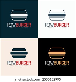 hamburger row burger line shape simple logo set template design