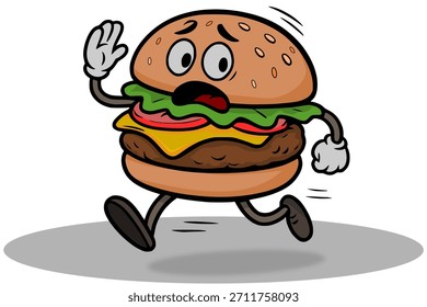 La hamburguesa está huyendo en pánico