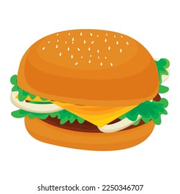 Hamburger sandwich with cheese. Fast-food design element vector illustration 