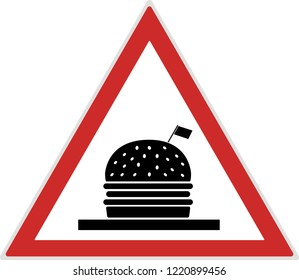 hamburger sandwich cheeseburger abstract warning road sign icon