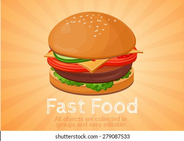 hamburger, sandwich, fast food