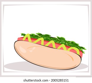 Hamburger, Sauce, Salad, Breakfast, Junk Food, Vector Illustration simple food street food