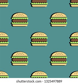 hamburger seamless pattern. colorful vector illustration