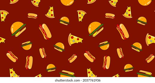 Hamburger seamless pattern. Vector burger background for design. Food concept.