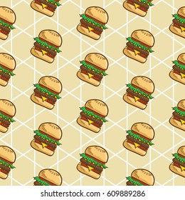 Hamburger seamless pattern vector collection