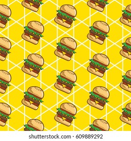 Hamburger seamless pattern vector collection
