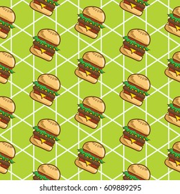 Hamburger seamless pattern vector collection