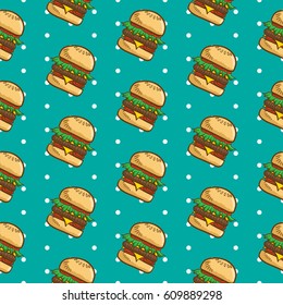 Hamburger seamless pattern vector collection