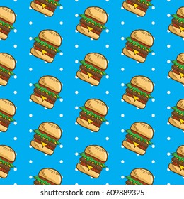 Hamburger seamless pattern vector collection