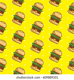 Hamburger seamless pattern vector collection