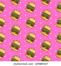 Hamburger seamless pattern vector collection