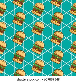 Hamburger seamless pattern vector collection