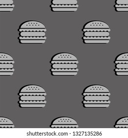 hamburger seamless pattern. vector illustration on gray background