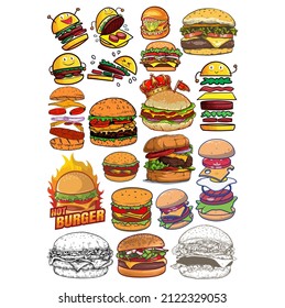 hamburger set group. Fast Food