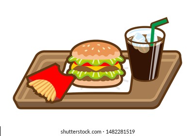 Hamburger set ,Simple cartoon line art