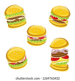 Hamburger set. Vector