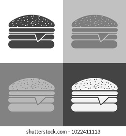 Hamburger set vector icon.  Vector icon on white-grey-black color 