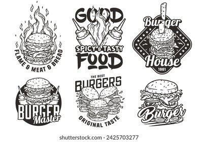 Hamburger set vector for logo of fast food. American food or burger collection for restaurant or cafe.