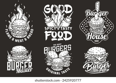Hamburger Set Vektor für Logo von Fast Food. American Food oder Burger Collection für Restaurant oder Café.
