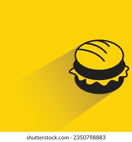 hamburger with shadow on yellow background