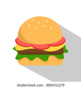 hamburger with shadow. vector icon illustration flat design on white background.