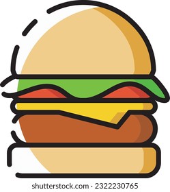 hamburger shape design icon vector which is simple, minimalistic and cute, this design can be used as a cute decorative illustration with a food theme.