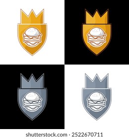 hamburger and shield crown  logo design 