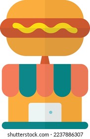 hamburger shop building illustration in minimal style isolated on background
