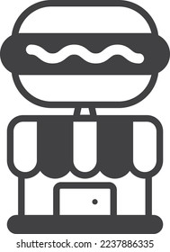hamburger shop building illustration in minimal style isolated on background