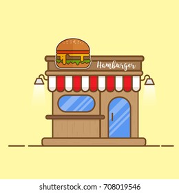 Hamburger shop building vector Illustration.
