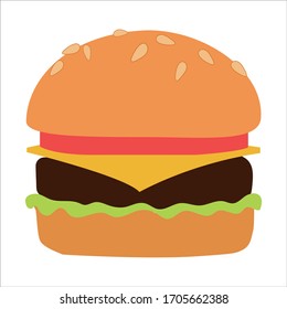 Hamburger Side View, Comic Style. isolated object on white background