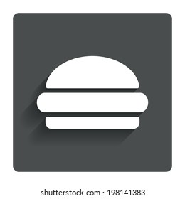 Hamburger sign icon. Fast food symbol. Junk food. Gray flat button with shadow. Modern UI website navigation. Vector