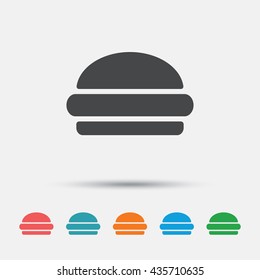 Hamburger sign icon. Fast food symbol. Junk food. Graphic element on white background. Colour clean flat hamburger icons. Vector