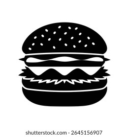 Hamburger silhouette vector icon on white background
