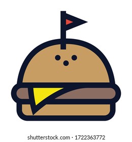 Hamburger. Simple Vector Color Icon.