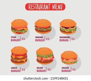 * A hamburger, or simply burger, is a food consisting of fillings usually a patty of ground meat, typically beef placed inside a sliced bun or bread roll.