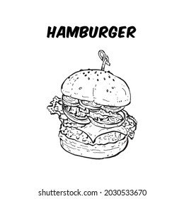 Esbozo Hamburgués vector blanco y negro