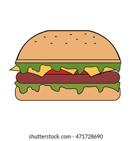 hamburger snack lunch fast food icon. Flat and Isolated design. Vector illustration