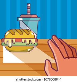 Hamburger and soda