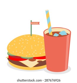 hamburger with soda