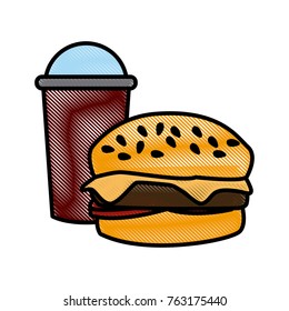 Hamburger with soda