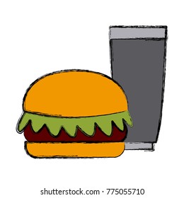 Hamburger with soda
