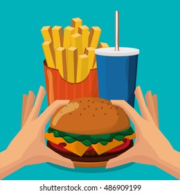 Fast Food Set Hamburger French Fries Stock Vector (Royalty Free ...