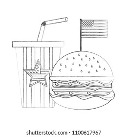 hamburger soda with flag american independence day