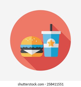 hamburger and soda flat icon with long shadow,eps10